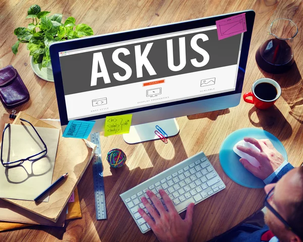 Ask Us Inquiries Questions Concept — Stock Photo, Image