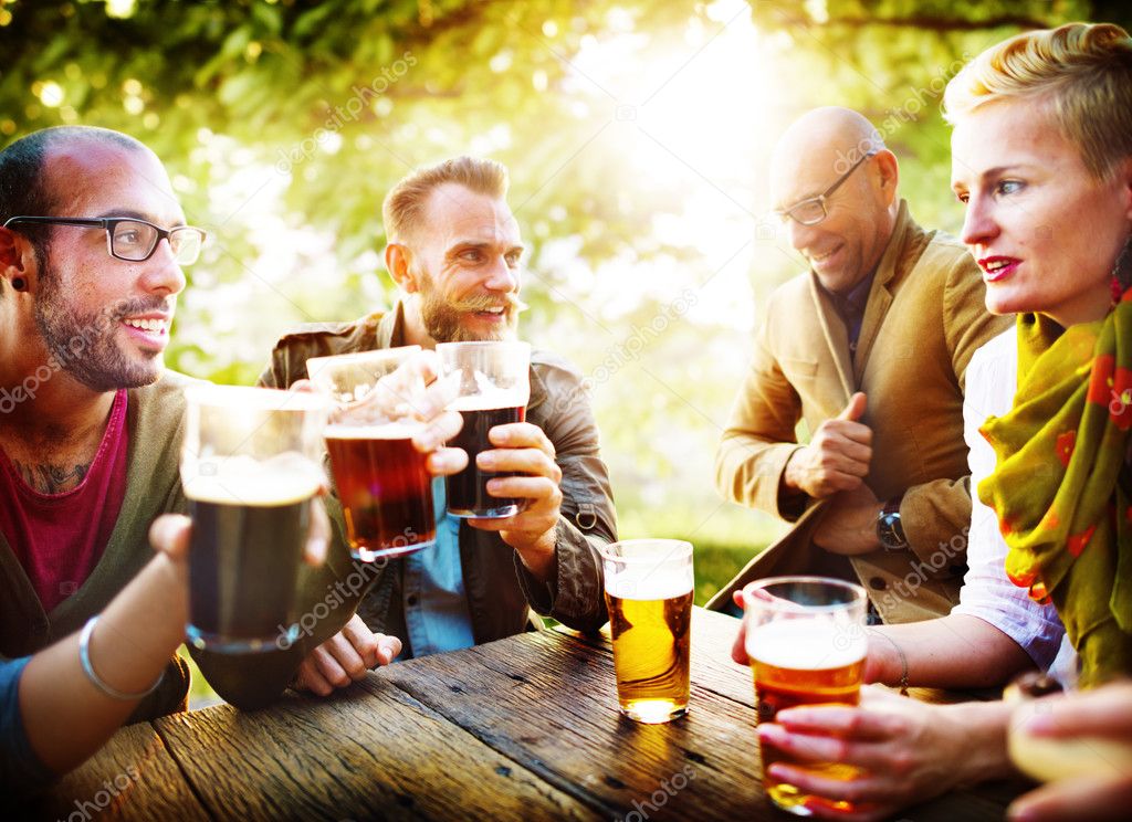 friends hanging out at outdoors party