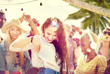 Dostluk bağı Beach mutluluk neşeli kavram dans