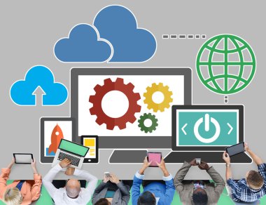 iş adamları ve bulut bilgisayar kavramı