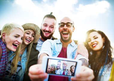 Selfie Beach kavram yapma arkadaşlar