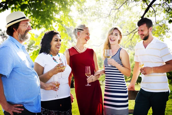 Groep mensen op picknick — Stockfoto