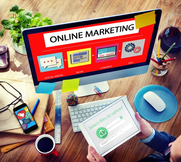 Marketing Online, Conceito de Estratégia — Fotografia de Stock