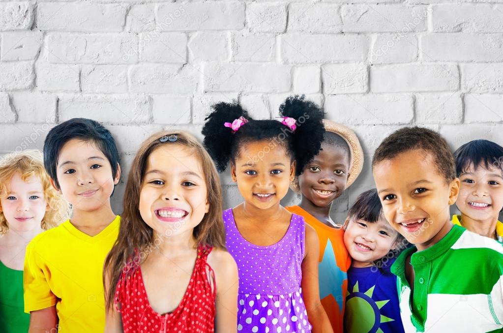 Cute diverse kids smiling