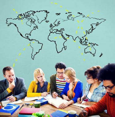 İnsanlar toplantı ve haritacılık kavramı