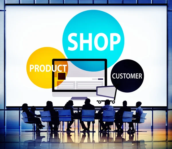 Shop termék vásárlás kereskedelmi fogalom — Stock Fotó