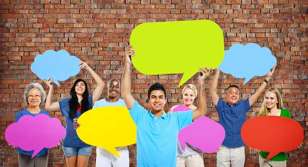 Diversity People with Speech Bubbles — Stock Photo, Image