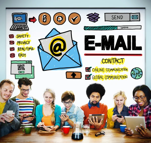 Email Correspondance, Concetto di messaggistica online — Foto Stock