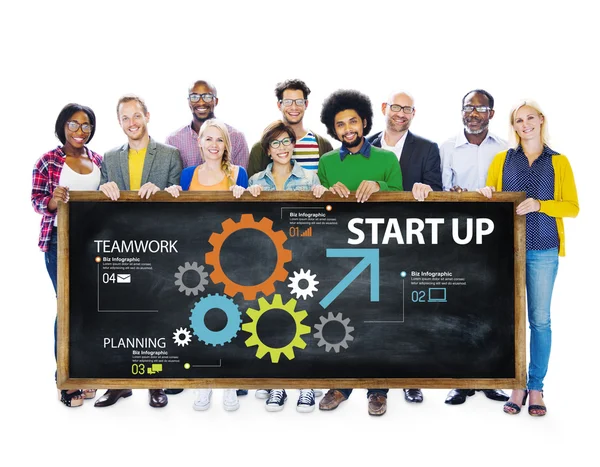 Gruppo di persone con concetto di strategia di startup — Foto Stock