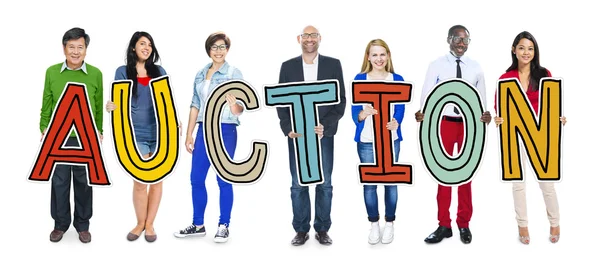 Group of Diverse People Holding Auction — Stock Photo, Image