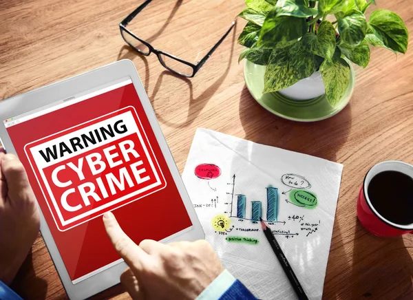 Tablet screen with Cyber Crime — Stock Photo, Image