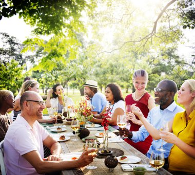 group people on picnic clipart