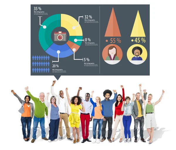 Diversiteit mensen en analyse Marketing Concept — Stockfoto
