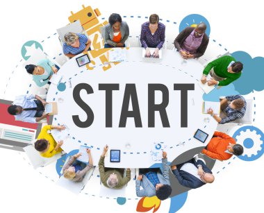 İş adamları toplantı ve Başlat