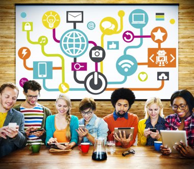 Bağlantı Internet Online Sosyal kavramı