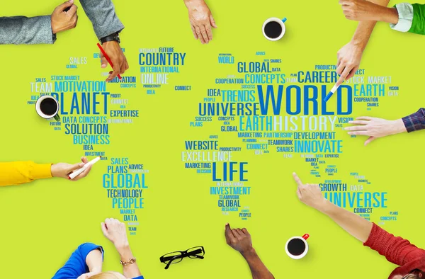 Gruppen för företag och världen globalisering koncept — Stockfoto