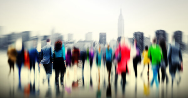 Silhouettes of Business People Walking