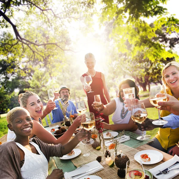 Groep mensen op picknick — Stockfoto