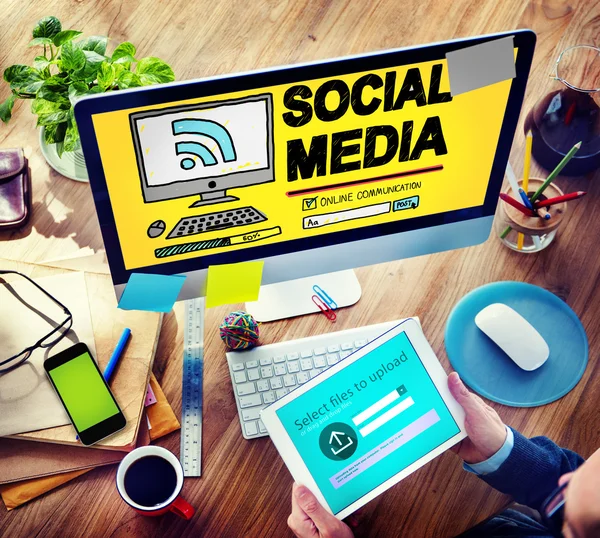 Social Media, Concetto di connessione tecnologica — Foto Stock