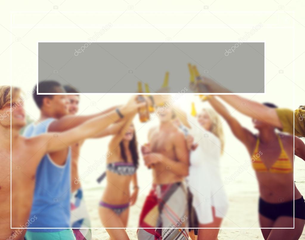 People Celebrating at Beach summer Party Concept
