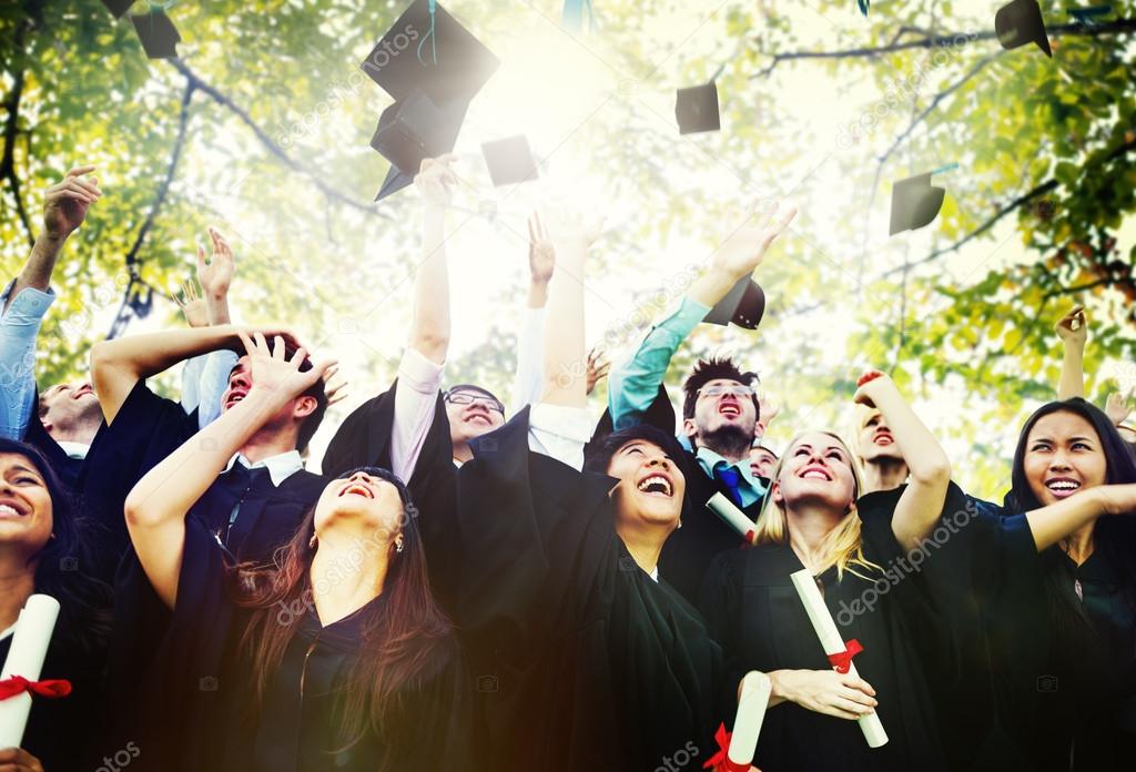 Diversity Students Celebrating Graduation Concept