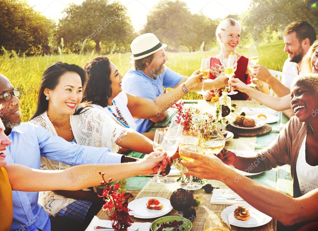 group people on picnic