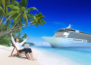 İşadamı tatil Beach kavramı