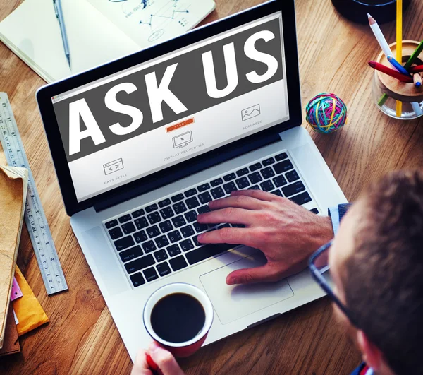 Ask Us Inquiries Concept — Stock Photo, Image
