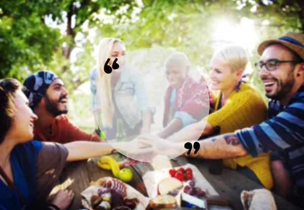 Friends hanging out at outdoors party — Stock Photo, Image