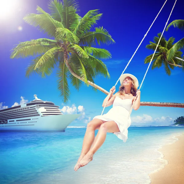 Woman Swinging Relaxing Concept — Stock Photo, Image
