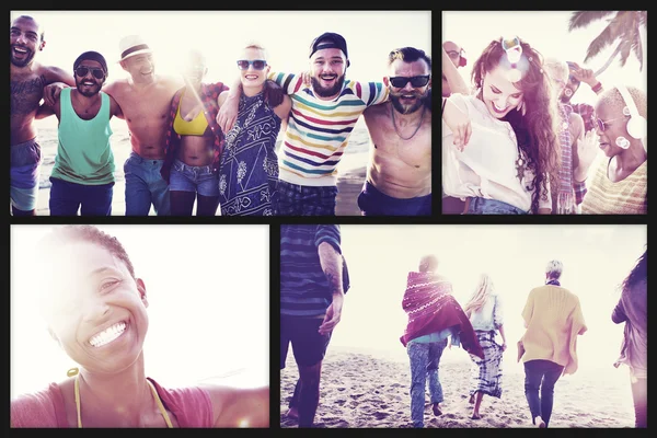Tieners vrienden bij Beach Party Concept — Stockfoto