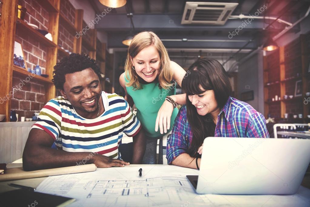 Group of diverse people working together