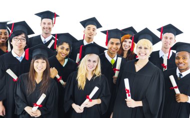 graduating students with diplomas clipart