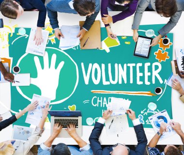 people at text Volunteer, Charity Concept