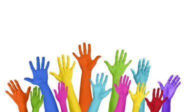 Multicolored Arms Outstretched Positive clipart