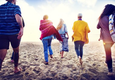 Dostluk gevşeme yaz plaj kavramı