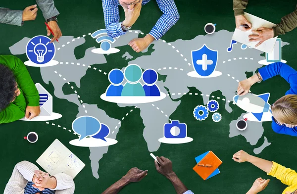 Rede Social, Conceito Global de Comunicações — Fotografia de Stock