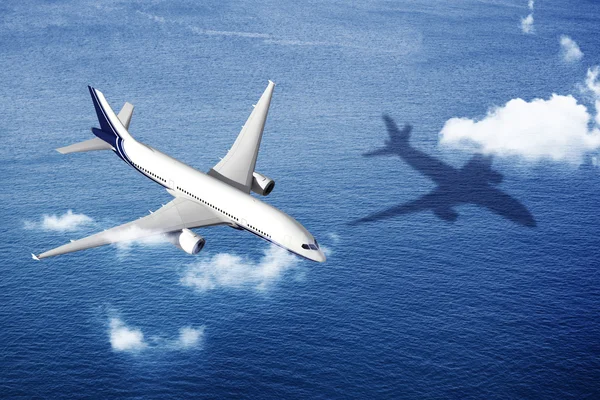 Vliegtuig en Skyline Horizon Concept — Stockfoto