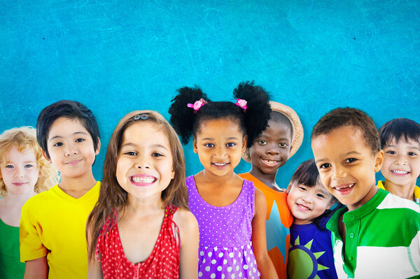 Cute diverse kids smiling