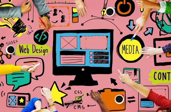 Web Design and Media Content Concept — Stockfoto