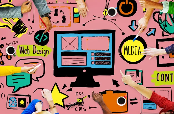 Diseño Web y Concepto de Contenido Media — Foto de Stock