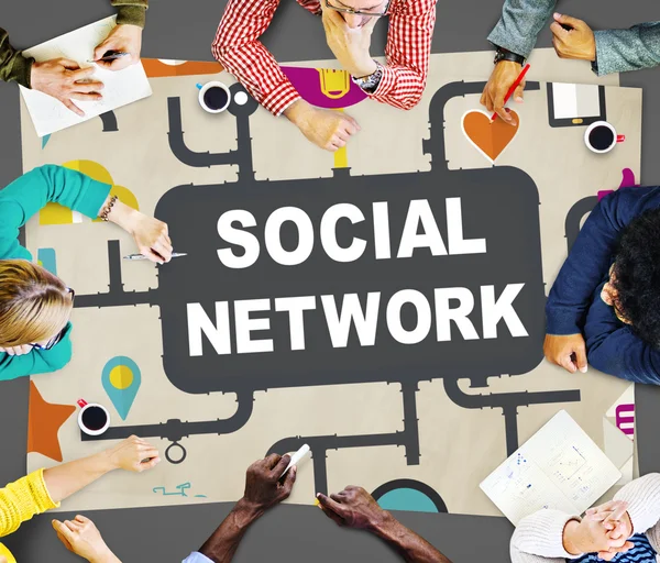 Concetto di social network e social media — Foto Stock