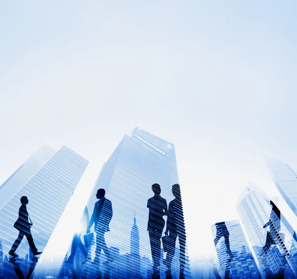 Silhouettes of Business People Walking — Stock Photo, Image