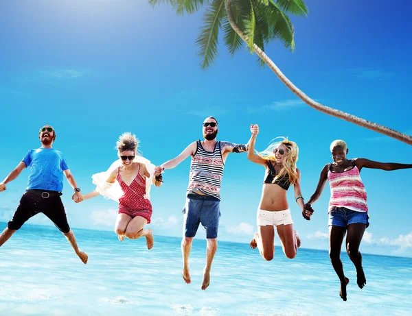 Friends Jumping, Happiness Concept — Stock Photo, Image