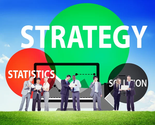 Strategie oplossing tactiek statistieken Concept — Stockfoto