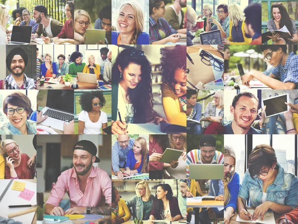 Diversità Studenti che utilizzano dispositivi digitali — Foto Stock