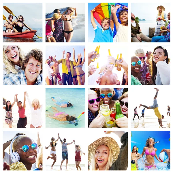 Młody szczęśliwych ludzi na plaży — Zdjęcie stockowe