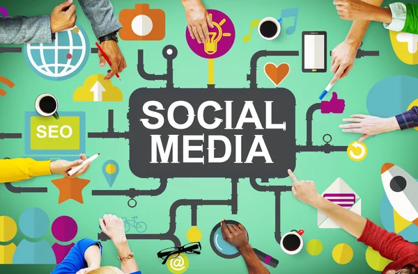 Conceito de Mídia Social e Redes Sociais — Fotografia de Stock