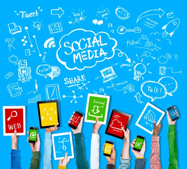 Diversiteit mensen en sociale Media Concept — Stockfoto