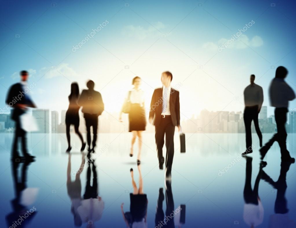 Business People Walking on Pedestrian